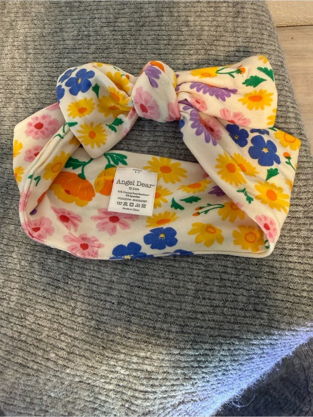 Angel Dear Bamboo Floral Knot Headband - White with Multicolor Flowers